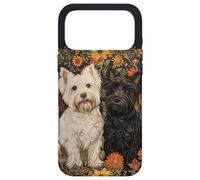 Custodia per iPhone 17 Pro Max Westie e Scottie in William Morris Style Garden