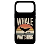 Custodia per iPhone 17 Pro Max Whale Watching Retro Oceano Tramonto Barca Scena