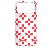 Custodia per iPhone 17 Pro Max White Red Floral Leaf-like Batik Folk Geometry Pattern