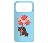 Custodia per iPhone 17 Pro Max Womens Girls Valentines Day Heart Black Tan Dachshund Lover