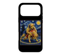 Custodia per iPhone 17 Pro Max Wrestling Golden Retriever Art Wrestler Dog