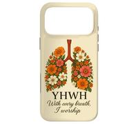 Custodia per iPhone 17 Pro Max YHWH con ogni respiro io adoro i polmoni floreali