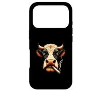 Custodia per iPhone 17 Pro Meme Smoking Mucca ti fissa con vibrazioni ribelli