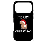 Custodia per iPhone 17 Pro Merry Christmas Capybara con cappello di Babbo Natale divertente Natale