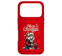 Custodia per iPhone 17 Pro Merry Christmas Wolf Santa Hat Animal Cute Xmas Holiday