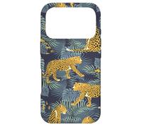 Custodia per iPhone 17 Pro Modello di giungla di palma verde leopardata stampa ghepardo elegante