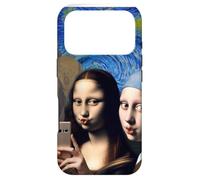 Custodia per iPhone 17 Pro Monna Lisa Starry Night Girl con un orecchino di perla L'urlo