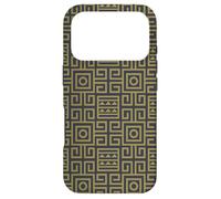 Custodia per iPhone 17 Pro Mustard Yellow Brown Square Circle Zigzag Labyrinth Pattern