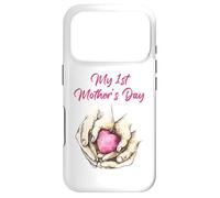 Custodia per iPhone 17 Pro My 1st Mother's Day: Mommy & Child Holding Heart - White