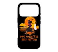 Custodia per iPhone 17 Pro My Westie Rides Shotgun Dog Witch Funny Halloween Costume