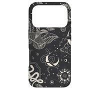 Custodia per iPhone 17 Pro Mystical Witchcore, motivo: falena della notte celeste e serpente
