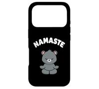 Custodia per iPhone 17 Pro Namaste, simpatico orso Kawaii per yoga, senza stress