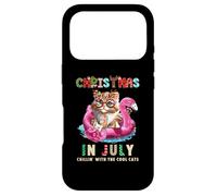 Custodia per iPhone 17 Pro Natale a luglio Chillin Cats Flamingo Float Meowy Xmas