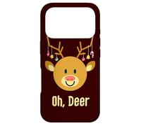 Custodia per iPhone 17 Pro Natale renna Rudolph cervo corna oh caro divertente carino