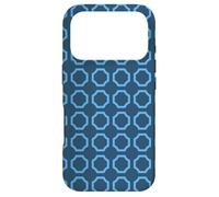 Custodia per iPhone 17 Pro Navy Electric Blue Hexagons Links Circle Geometric Pattern