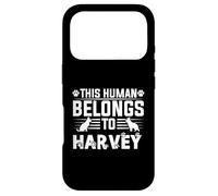 Custodia per iPhone 17 Pro Nome del cane Harvey regalo personalizzato This Human Belongs To a