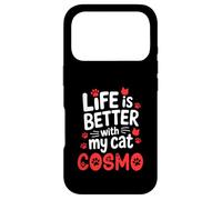 Custodia per iPhone 17 Pro Nome gatto Cosmo La vita è migliore con il mio gatto Cosmo
