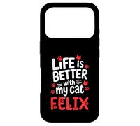 Custodia per iPhone 17 Pro Nome gatto Felix La vita è migliore con il mio gatto Felix