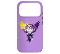 Custodia per iPhone 17 Pro Nonbinary Owl Bird Enby NB Pride Flag Colors Tattoo Style