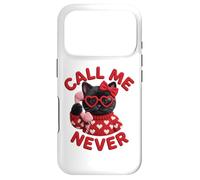 Custodia per iPhone 17 Pro Occhiali con scritta "Call Me Never Black Cat Valentine" con cuore e grafica carina