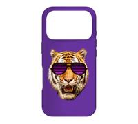 Custodia per iPhone 17 Pro Occhiali da sole viola a righe tigre per bambini, ragazzo, ragazza