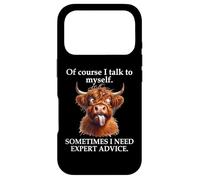 Custodia per iPhone 17 Pro Of Course I Talk to Myself Sign,Boss Work Funny Highland Cow