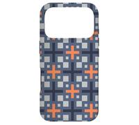 Custodia per iPhone 17 Pro Orange Slate Grey Plus Industrial Urban Mosaic Pattern
