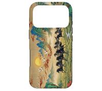 Custodia per iPhone 17 Pro Paesaggio cinese vintage cavalli neri arte Feng Shui