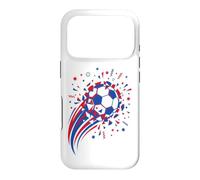 Custodia per iPhone 17 Pro Pallone da calcio dinamico, frammenti frantumati, stelle e coriandoli