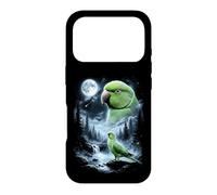 Custodia per iPhone 17 Pro Pappagallo indiano ringneck che ulula alla luna anni '90 retrò uccello
