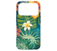Custodia per iPhone 17 Pro Paradiso tropicale dei fiori di ibisco hawaiano e foglie di palma