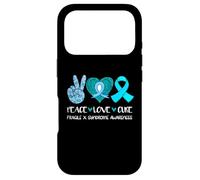 Custodia per iPhone 17 Pro Peace Love Cure Fragile X Syndrome Consapevolezza Nastro Teal