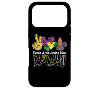 Custodia per iPhone 17 Pro Peace Love Mardi Gras Perline da donna Carnival Parade