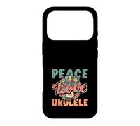 Custodia per iPhone 17 Pro Peace Love Ukulele Hippie, lettore musicale hawaiano retrò