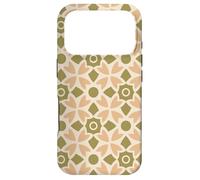 Custodia per iPhone 17 Pro Peach Green Olive Khaki Flower Circle Star Folk Art Pattern