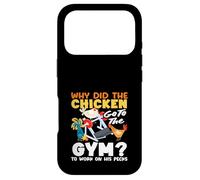Custodia per iPhone 17 Pro Perché il pollo è andato in palestra Pecks divertente gioco di parole di allenamento