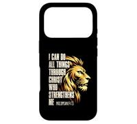 Custodia per iPhone 17 Pro Philippians 4:13 Religious Lion Strengthens Christian