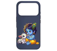 Custodia per iPhone 17 Pro Piccolo Krishna Gopal con vitello adorabile arte spirituale indù