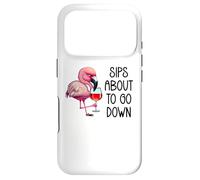 Custodia per iPhone 17 Pro Pink Flamingo Drinking Wine Tasting Sips About to Go Down