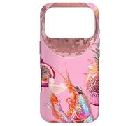 Custodia per iPhone 17 Pro Pink Preppy Disco Ball Gamberetti Martini Cocktail Estate Divertente