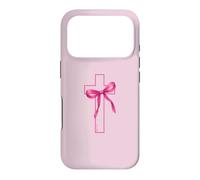 Custodia per iPhone 17 Pro Pink Ribbon Cross Breast Cancer Awareness Christian