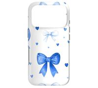 Custodia per iPhone 17 Pro Preppy Blue Bow Cute Aesthetic Coquette Bows Ribbon Hearts