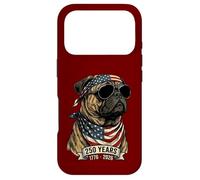 Custodia per iPhone 17 Pro Pug Bandiera Americana 250 Anni 1776-2026 Bicentenario USA Cane