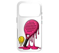 Custodia per iPhone 17 Pro Racchetta da padel gocciolante palla rosa Street Art Graffiti Style