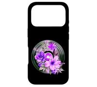 Custodia per iPhone 17 Pro Record Player LP Music Themed Pressed Flower Purple Floral