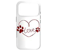 Custodia per iPhone 17 Pro Red plaid Dog paw print heart love buffalo matching family