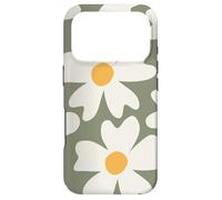 Custodia per iPhone 17 Pro Retro Daisy Flower Leaves Boho Dark Green Cover