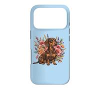 Custodia per iPhone 17 Pro Retro Vintage Flowers Floral Brown Chocolate Dachshund Lover