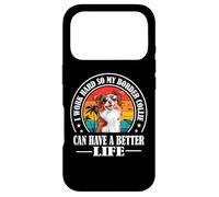 Custodia per iPhone 17 Pro Retro Vintage Work Hard Better Life Red Border Collie Lover