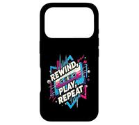 Custodia per iPhone 17 Pro Rewind Play Repeat 80s 90s Cassette Tape Retro Music Lover